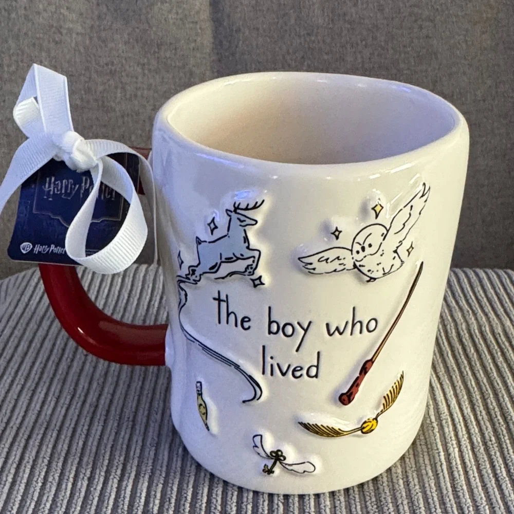 Rae Dunn White Harry Potter Mug with Red Handle - Picture 3 of 4